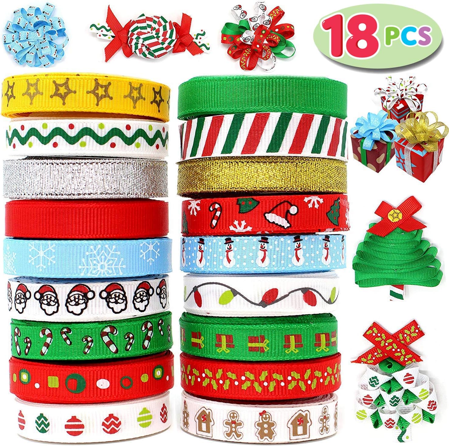 Download Amazon Com Joiedomi 18pcs Christmas Ribbons 90 Yard Grosgrain Satin Fabric Ribbons For Christmas Holiday Gift Box Wrapping Hair Bow Clips Gift Bows Craft Sewing Wedding 18pcs One Size Health Personal Care PSD Mockup Templates