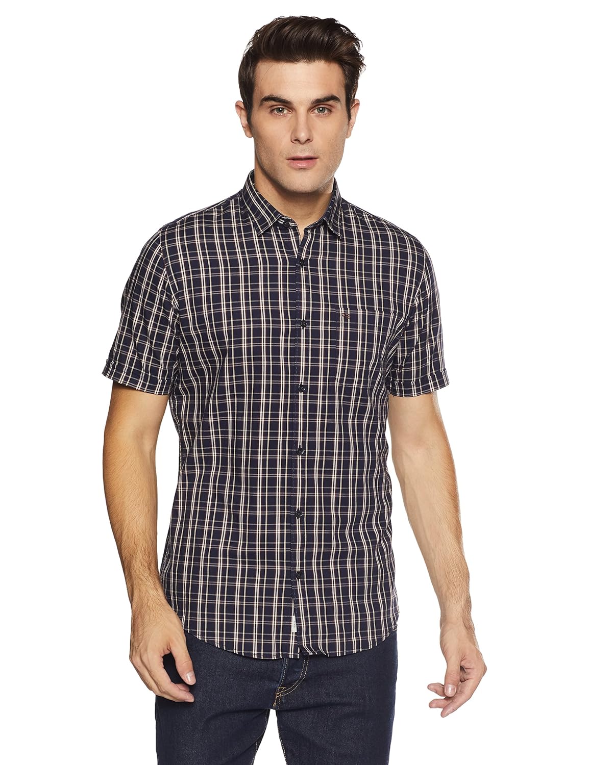 peter england men's solid slim fit polo