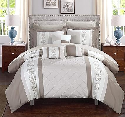Chic Home Clayton 10 Piece Comforter Set King Beige
