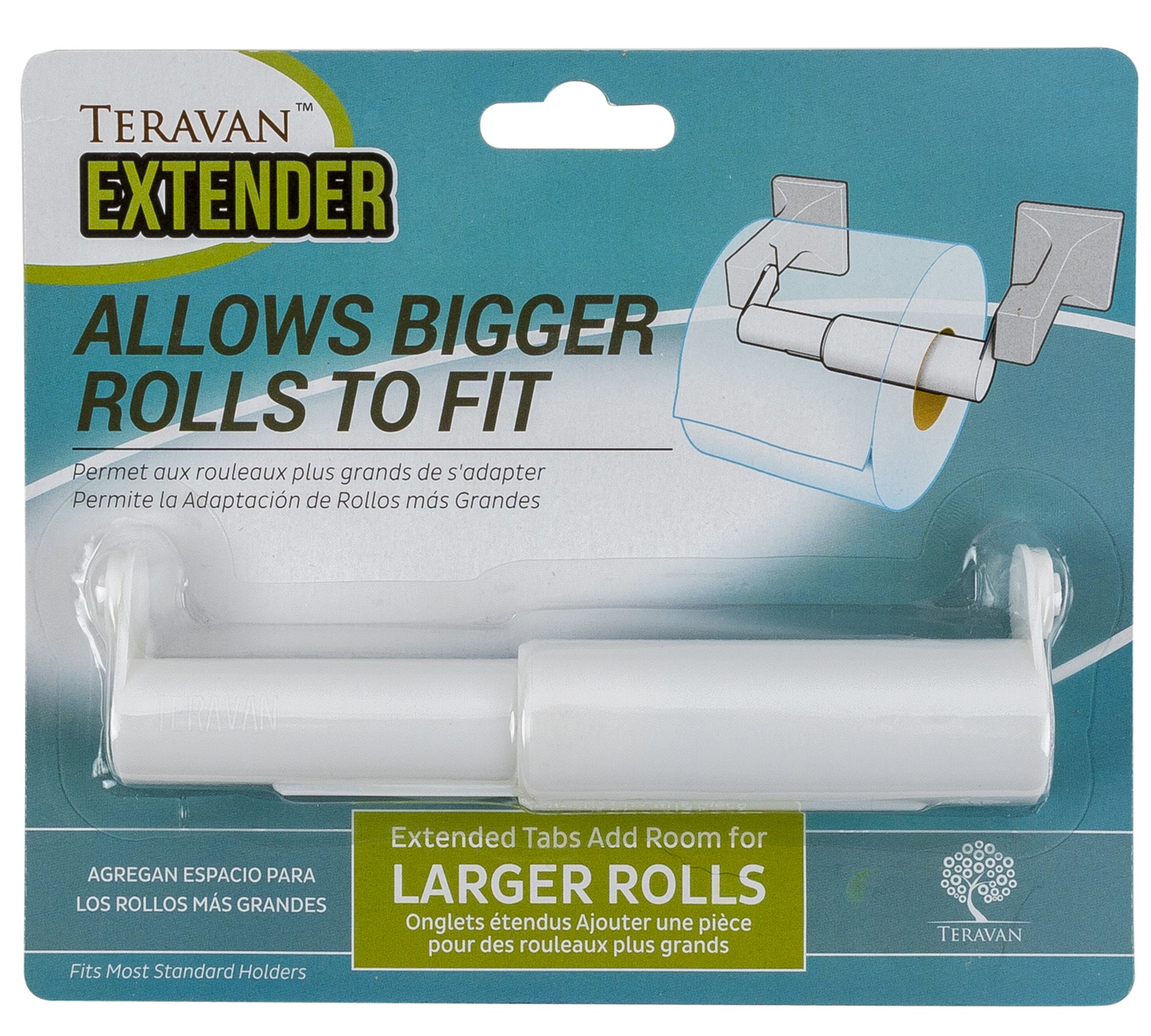 Teravan Standard Extender for Larger Toilet Paper Rolls (White) White