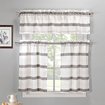 Duck Taupe Elfenbein Und Beige 3 Stuck Kuche Fenster Vorhang Set