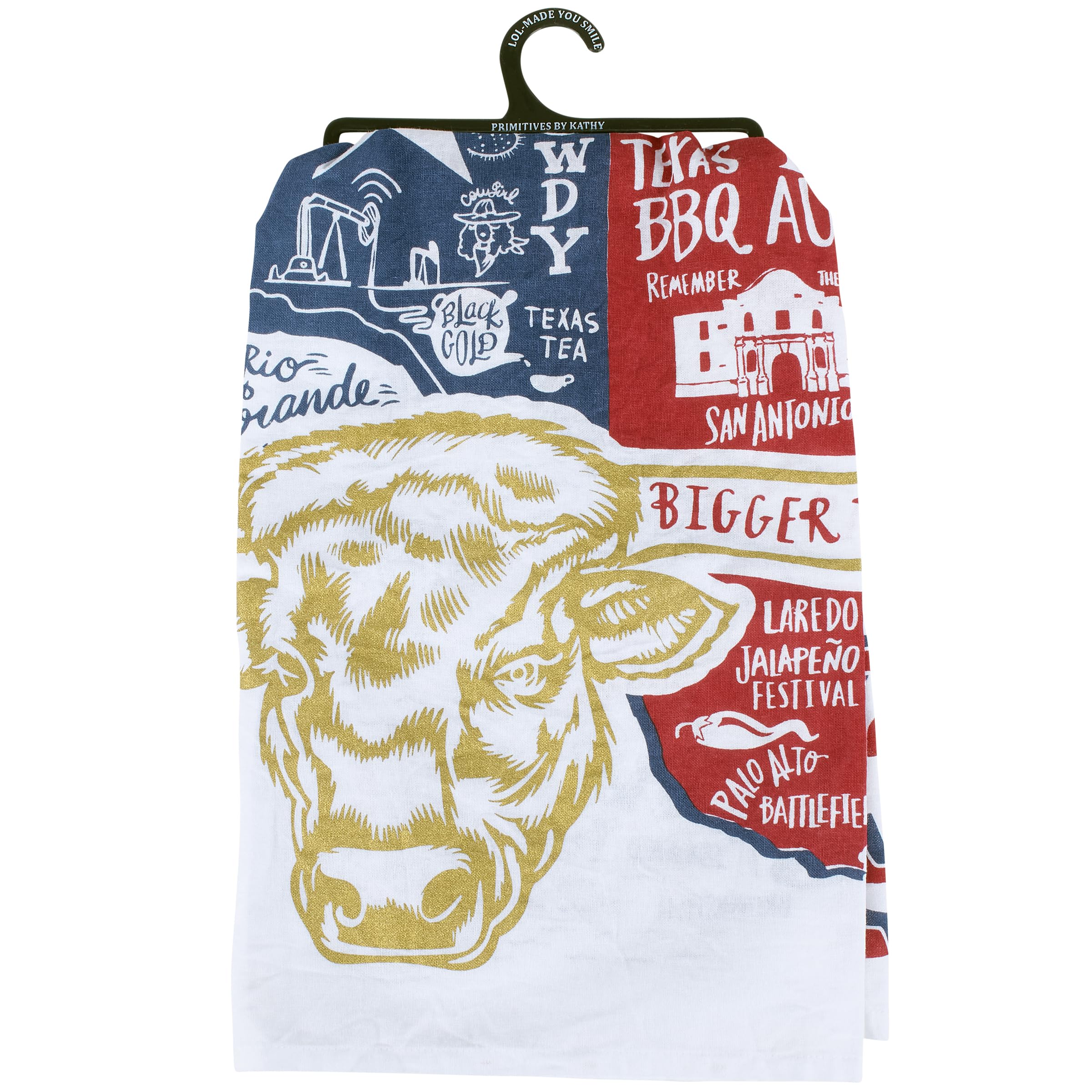 Primitives by Kathy LOL Made You Smile Dish Towel, Super Texas 28.00" x 28.00"