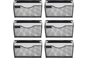 EasyPAG 6 Pockets Mesh Wall File Holder Hanging File Folder Organizer for Home and Office with Nametag Label , Black