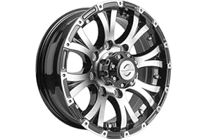 TASKMASTER COMPONENTS Viking Series Wheel with Machined Lip and Face Gloss Black Aluminum Finish with Black Cap - 16" x 6" 8 On 6.5