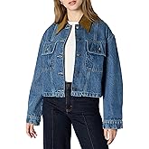 Amazon Essentials (Demi's Pick) Women's Oversized-Fit Cropped Denim Jacket with Contrast Collar