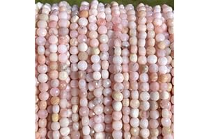 ABC GEMS USA [ABCgems] Peruvian Pink Opal (Exquisite Color- Mohs Hardness 6) Tiny 4mm Micro-Faceted Diamond-Cut Checkerboard Coin Beads (A Revolutionary Cutting Process- More Surface to Reflect Light)