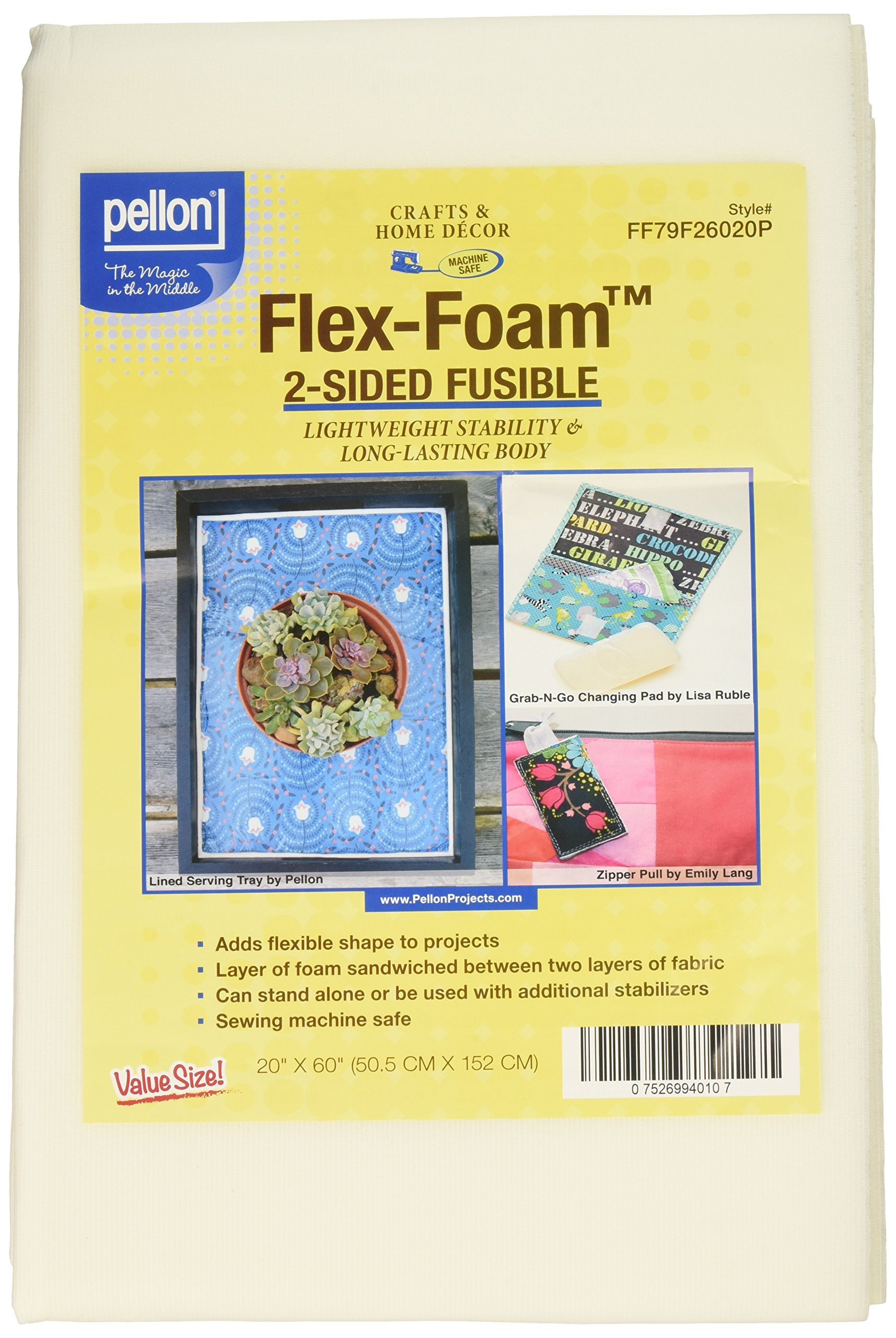 Pellon Flex-Foam 2-Sided Fusible Stabilizer-20-inch x 60-inch, Other, Multicoloured, 26.03x34.29x3.81 cm