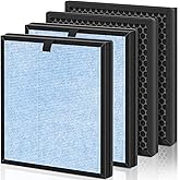 AP303 AP304 Replacement Filters, Compatible with DAYETTE & FRESHDEW Air Purifier AP303/AP304, H14 HEPA Filter with Activated Carbon, 4 Pack (Wildfire Filter)