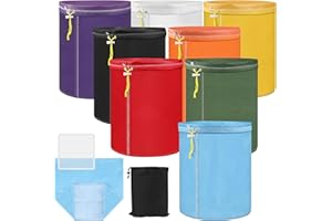 8Pack 5 Gallon All Mesh Filter Bags, Pletpet 8 Color Reusable Nylon Mesh Filter Bags with Pressing Screen & Storage Pouch for Hydroponics, Gardening,Juice(220 to 25-Micron)