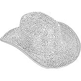 INOGIH Women Fringe-Rhinestone Western-Cowgirl-Hat Tassel-Decor Cowboy-Fedora-Hat for Party Music Festival(M