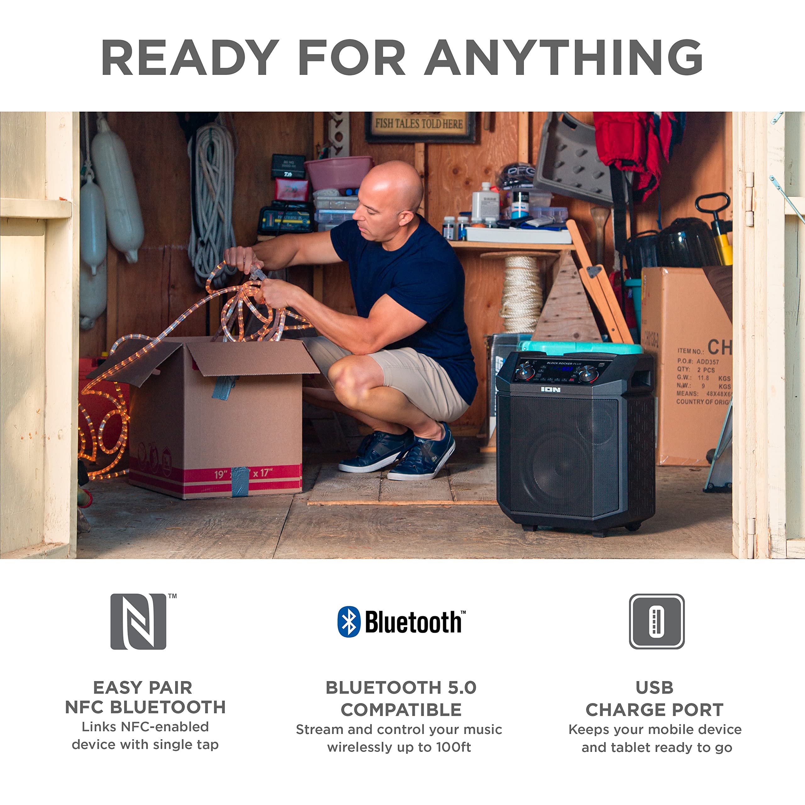 ION Block Rocker Plus 100W Bluetooth Outdoor Speaker With