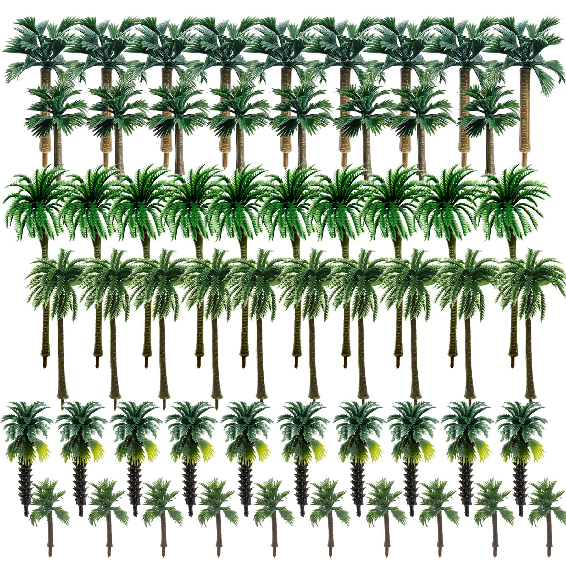 Woohome 60 PCS Coconut Palm Model Trees for Model Train Railway Architecture Diorama DIY Scenery Landscape