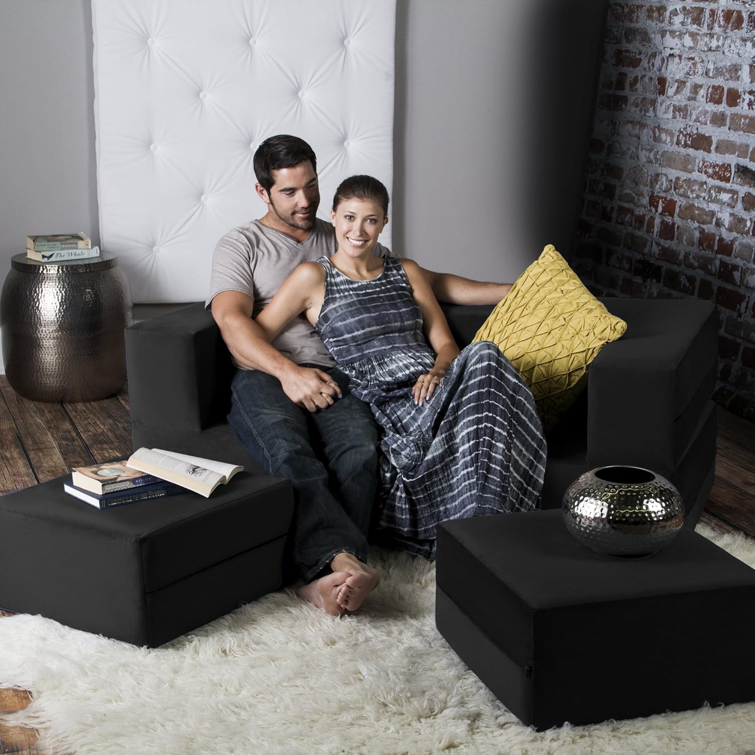 Amazon Jaxx Zipline Convertible Sleeper Loveseat & Ottomans