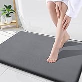 Smiry Memory Foam Bath Mat 34x21, Extra Soft and Absorbent Bathroom Mats, Non Slip Washable Carpet for Floor, Shower and Tub, Dark Grey