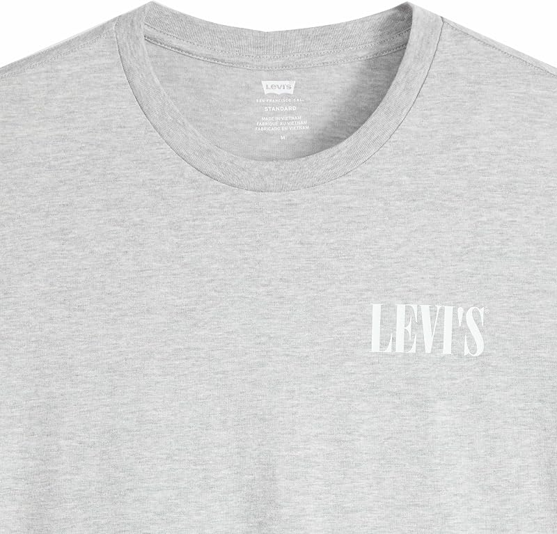 T-shirt masculina de gola redonda (1 unidade), logótipo SSNL em tom médio Heather Grey, L