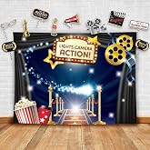 Hollywood - Movie Theme Photography Backdrop and Studio Props DIY Kit. Great as Dress-up and Awards Night Ceremony Photo Booth Background, Vintage Costume Birthday Party Supplies and Event Decorations