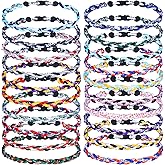 Ecally 20 Pieces Baseball Necklace 3 Braided Rope Tornado Necklace Sports Gifts for Men Player Fans Team Sports, 18 Inches