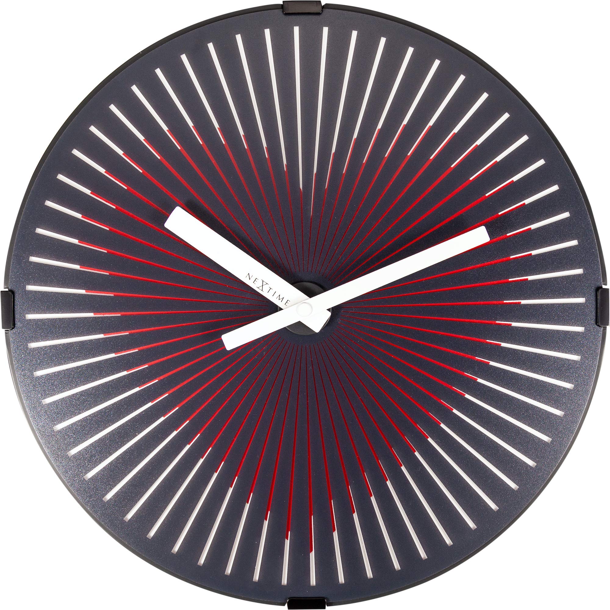 NexTime Wall Ø 30 cm – Plastic Clock-Black – 'Motion Heart – Red, 30cm, 3221
