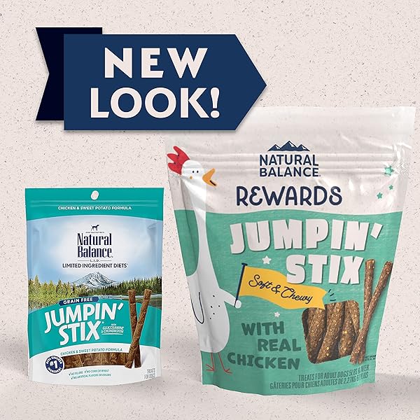NATURAL BALANCE LIMITED INGREDIENT REWARDS JUMPIN’ STIX, GRAIN-FREE DOG TREATS FOR ADULT DOGS OF ALL BREEDS, CHICKEN RECIPE, 10 OUNCE (PACK OF 1)