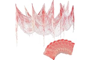 Remagr Halloween Creepy Cloth 30 x 71 Inch Big Spooky Cloth Gauze Cloth Spooky Cheesecloth Drape for Doorways Staircase Indoor Outdoor Halloween Party Decorationn (Red, 8 Pack)