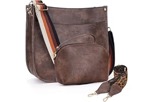 HKCLUF Crossbody Bag Purse for Women 2PCS/Set Leather Hobo Handbag Wallet Set With 2Adjustable Guitar Strap Shoulder Bag