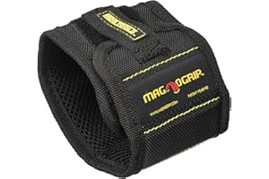 MagnoGrip Magnetic Wristband for Holding Screws, Nails, Drill Bits for Men - Super Strong Magnets - Great DIY Gifts for Christmas, Dad, Husband, Handyman, Craft Enthusiasts, Black