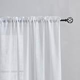 Home Brilliant White Linen Look Curtains Voile Panels 54x45 Set of 2 Rod Pocket view 6