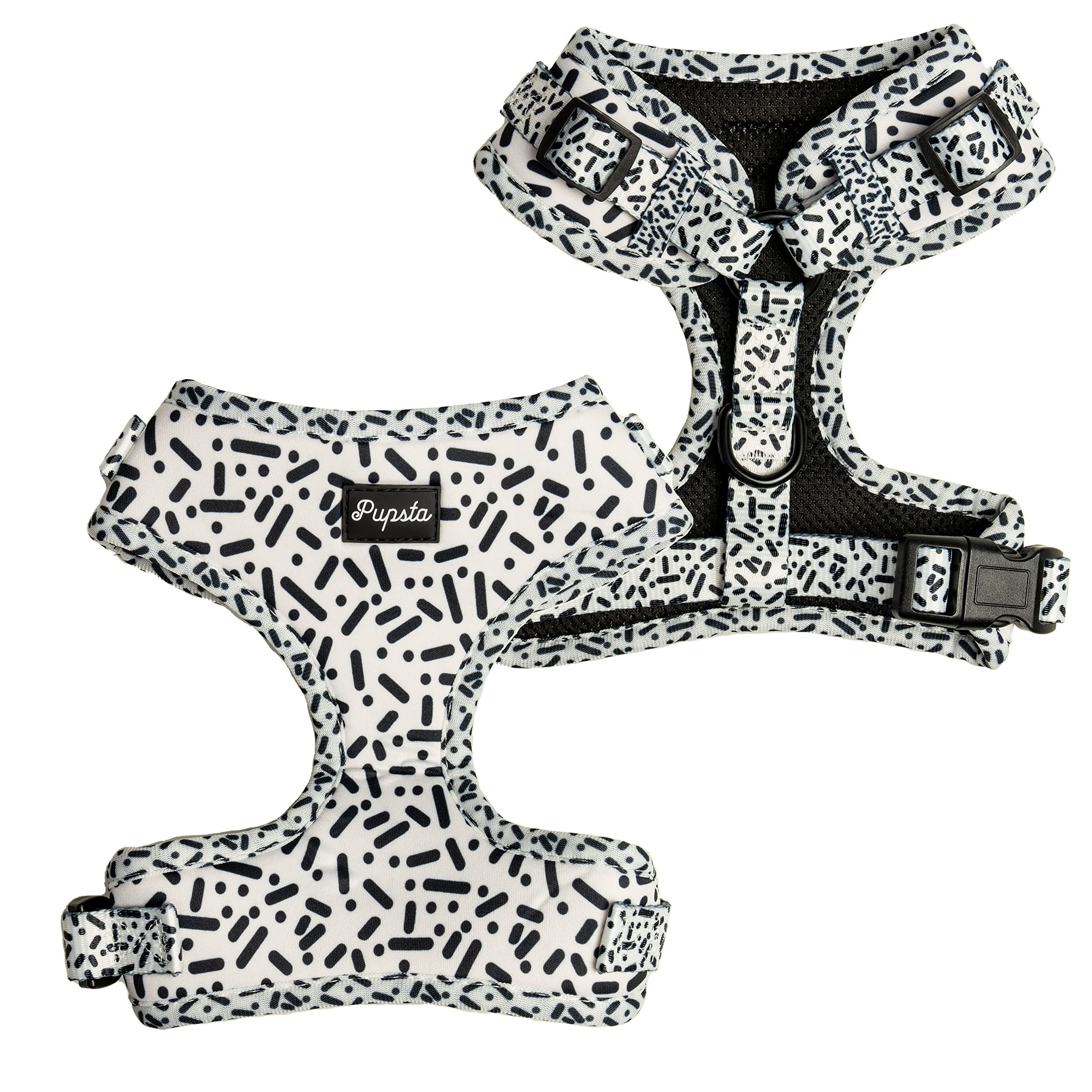 Pupsta fully adjustable Medium dog harness| Breathable mesh with Black & White Sticks design