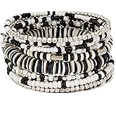 SPUNKYsoul Handmade Bohemian Multi-Color Beaded Coil Bracelet – Comfortable, Adjustable Boho Wrap Cuff That Stacks Easily and Lets You Effortlessly Elevate Any Outfit, Day or Night