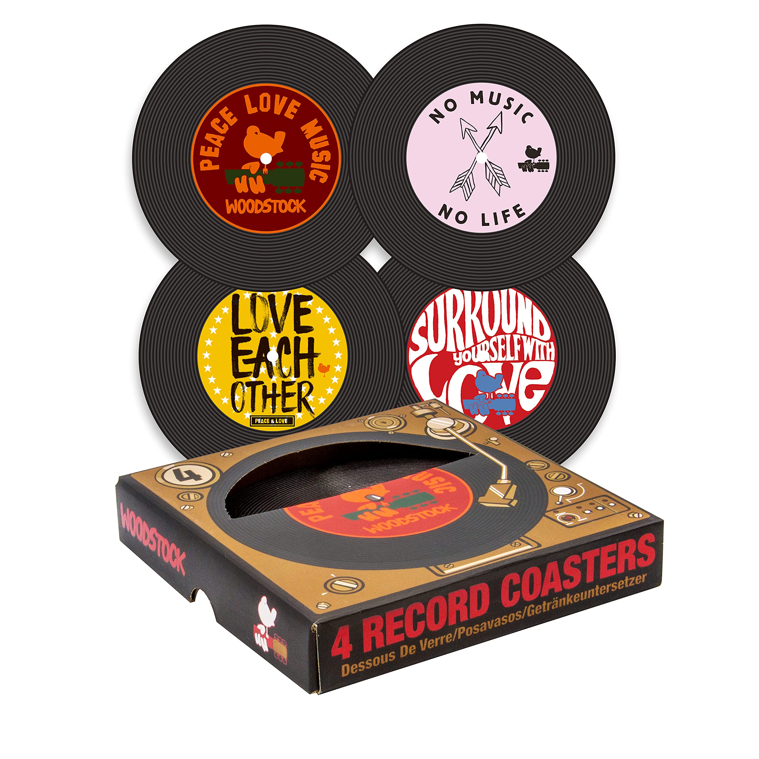 AQUARIUS Woodstock vinyl coasters, Medium, multicolor