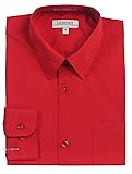 Gioberti Boys Long Sleeve Solid Dress Shirt, Red, 3T