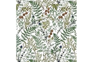 Qoubao Botanical Fern Shelf Liner Contact Paper Thick Vinyl Peel and Stick Green Fern Leaves Wallpaper for Walls Cabinets Dra