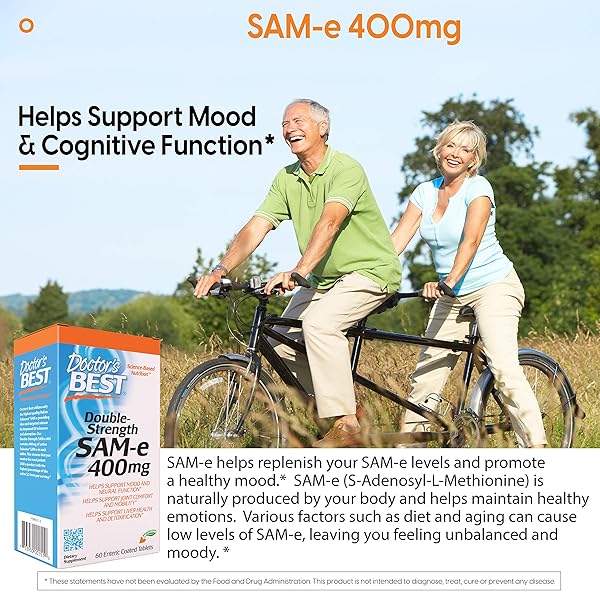 DOCTOR’S BEST SAM-E 400 MG, VEGAN, GLUTEN FREE, SOY FREE, MOOD AND JOINT SUPPORT, 60 ENTERIC COATED TABLETS