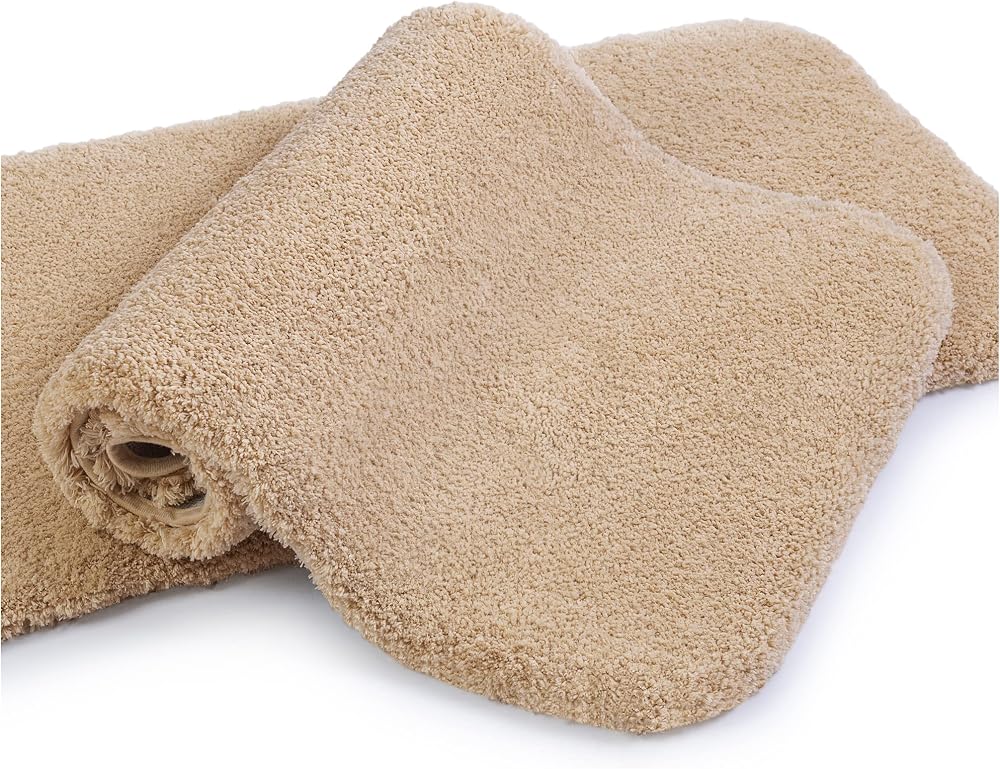 Non Slip Bath Mat 2 Pack 40x60cm Beige Absorbent Ultra Soft