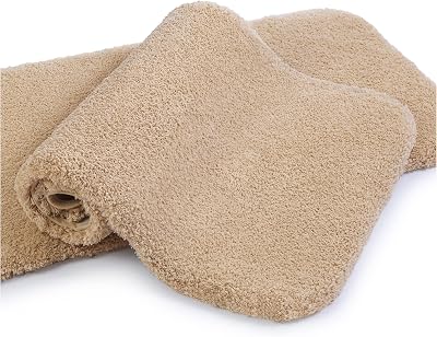 Non Slip Bath Mat 2 Pack 40x60cm Beige Absorbent Ultra Soft