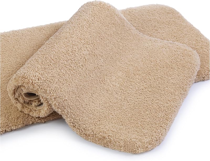 Non Slip Bath Mat 2 Pack 40x60cm Beige Absorbent Ultra Soft