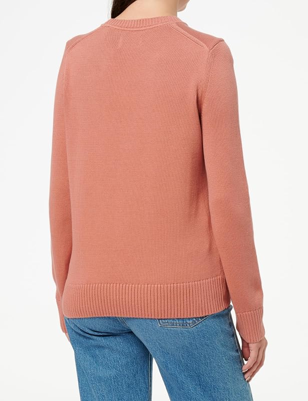 Clásico Algodón C-Neck Suéter Mujer, Ladrillo Desvanecido, M
