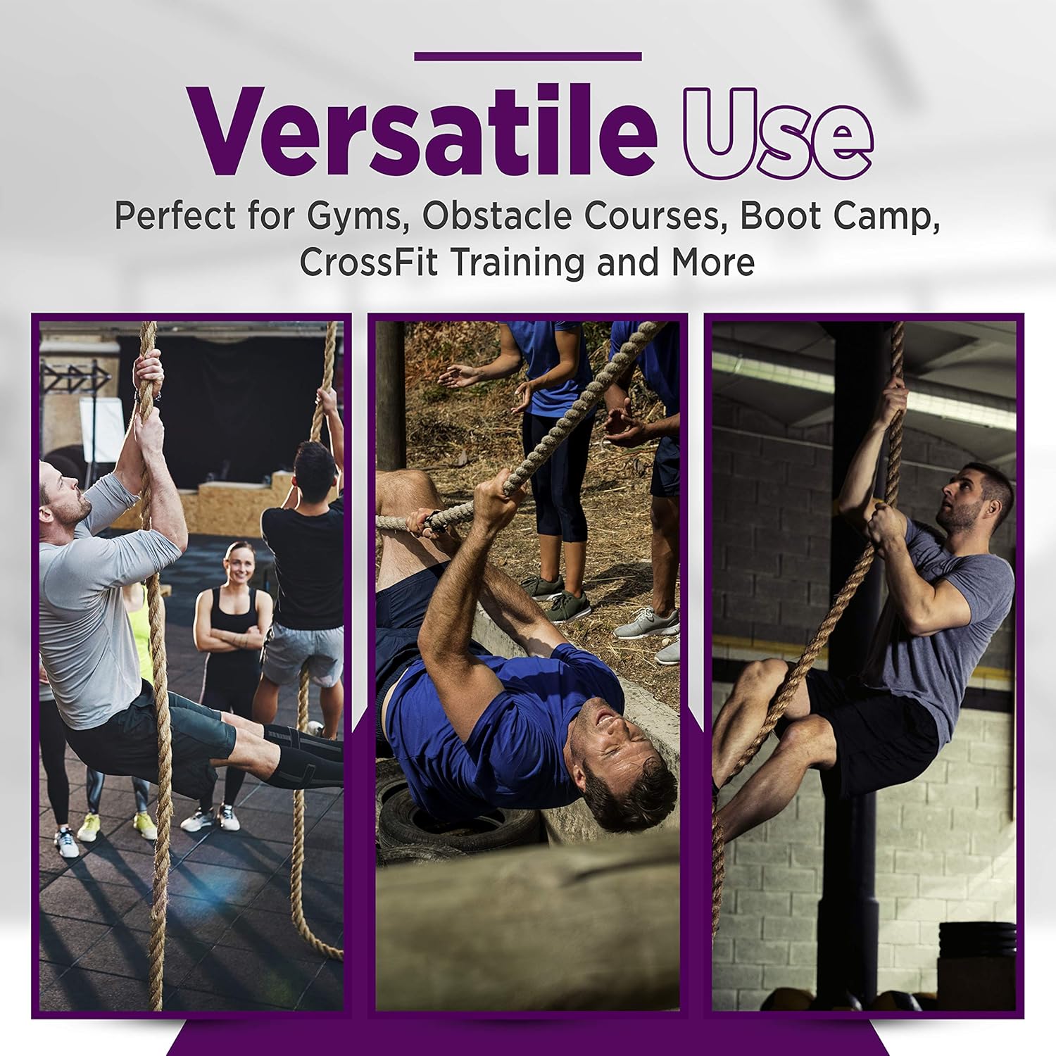 Logest Climbing Rope - Indoor and Outdoor Workout Rope Perfect for Homes Gym Obstacle Courses Crossfit Rope for Strength and Fitness Training 1.5” Diameter 6 Lengths Available: 10 15 20 25 30 50 Feet : Sports & Outdoors