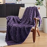 EXQ Home Fleece Throw Blanket for Couch or Bed - 3D Imitation Turtle Shell Jacquard Decorative Blankets - Cozy Soft Lightweight Fuzzy Flannel Blanket Suitable for All Seasons(50"×60",Purple)