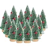 HOVEOX 12 Pieces Mini Christmas Trees Bottle Brush Trees Mini Pine Tree Small Sisal Tree for Christmas Decoration (Green)
