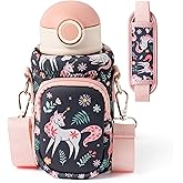 2ooya Water Bottle Carrier Bag with Strap for Kids - Water Bottle Bag Holder with Padded Strap Pocket 10/12/14/16/18Oz for Boys Girls School Walking Hiking Camping