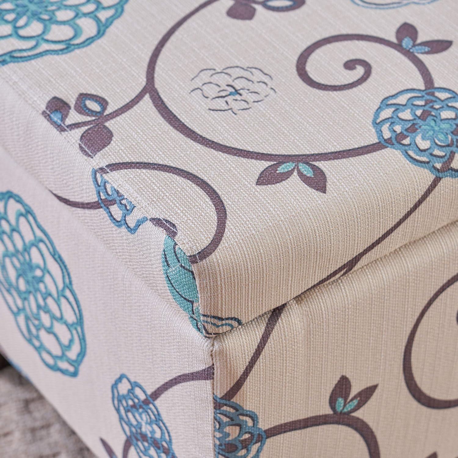 Christopher Knight Home Breanna Fabric Storage Ottoman, White And Blue Floral: Kitchen & Dining