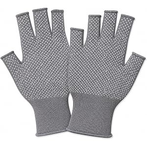 1pair Half Finger Anti-Slip Gloves, Knit-in Open Finger Design for Cycling Fishing