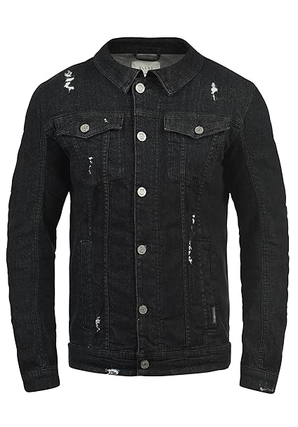Blend Saitz Herren Jeansjacke Denim Übergangsjacke Mit Stehkragen Washed-Out Regular Fit