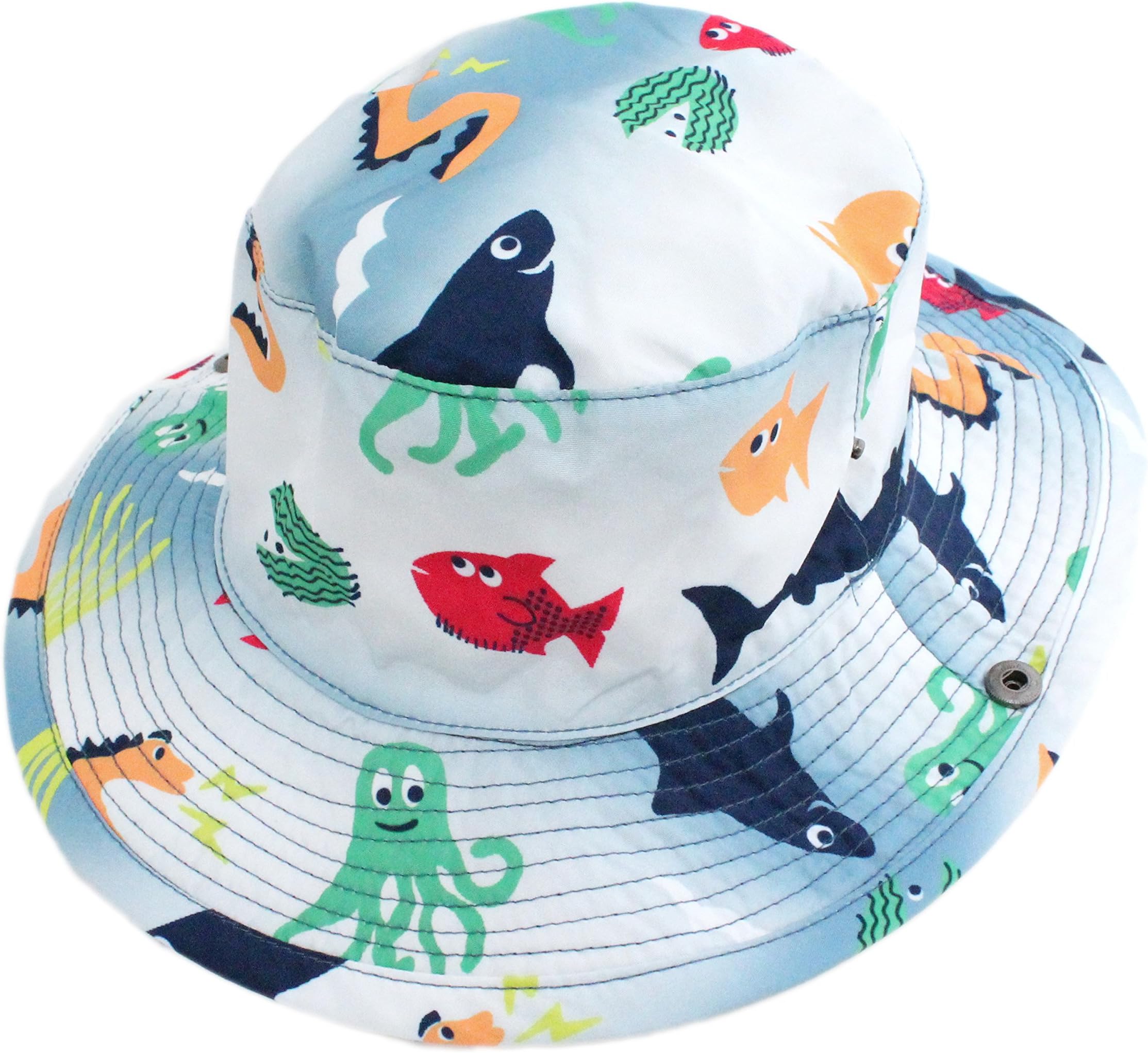 Baby Kids Boys Girls Sea Animals Summer Bucket Cowboy Sun Hat with Chin Strap