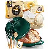 CRUSTLOVE 5 QT Enameled Dutch Oven for Bread Baking with Lid & Starter Kit | Dome Lid Traps Steam for Crisp Crust, Bread Proo