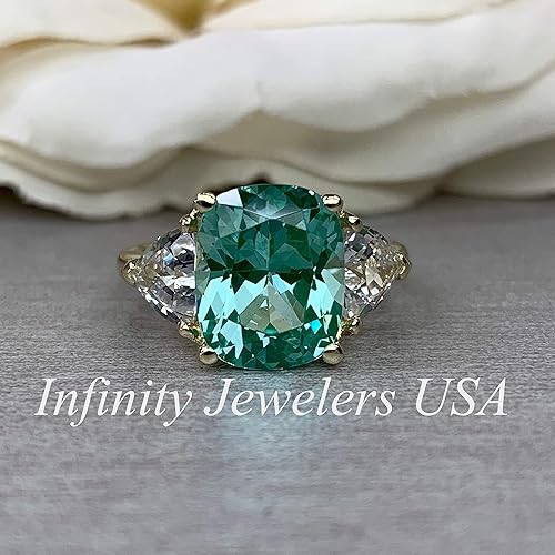 Amazon Com Elongated Cushion Cut Engagement Ring Paraiba And