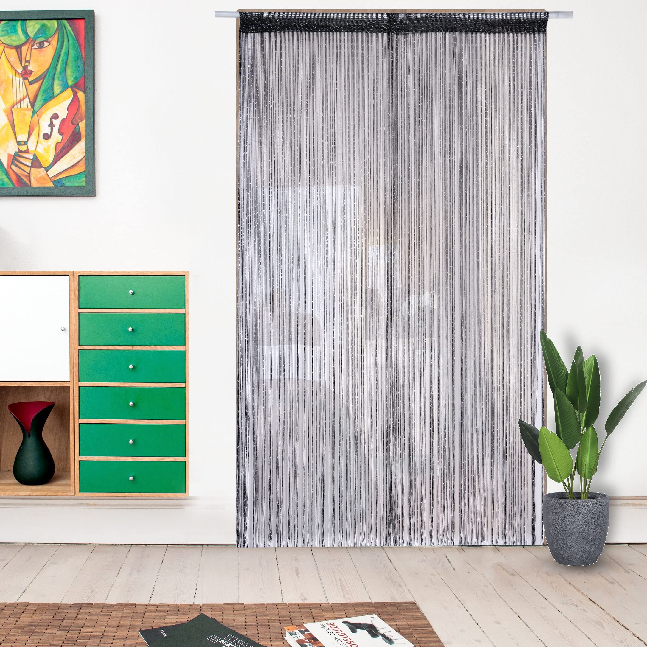 Vagasi 2 Pack Beaded Curtains String 100x200 cm Beaded Curtains for Doorways Tassel Glitter String Curtains Room Dividers Curtain Hippie Room Décor for Living Room, Bedroom, Closet, Party