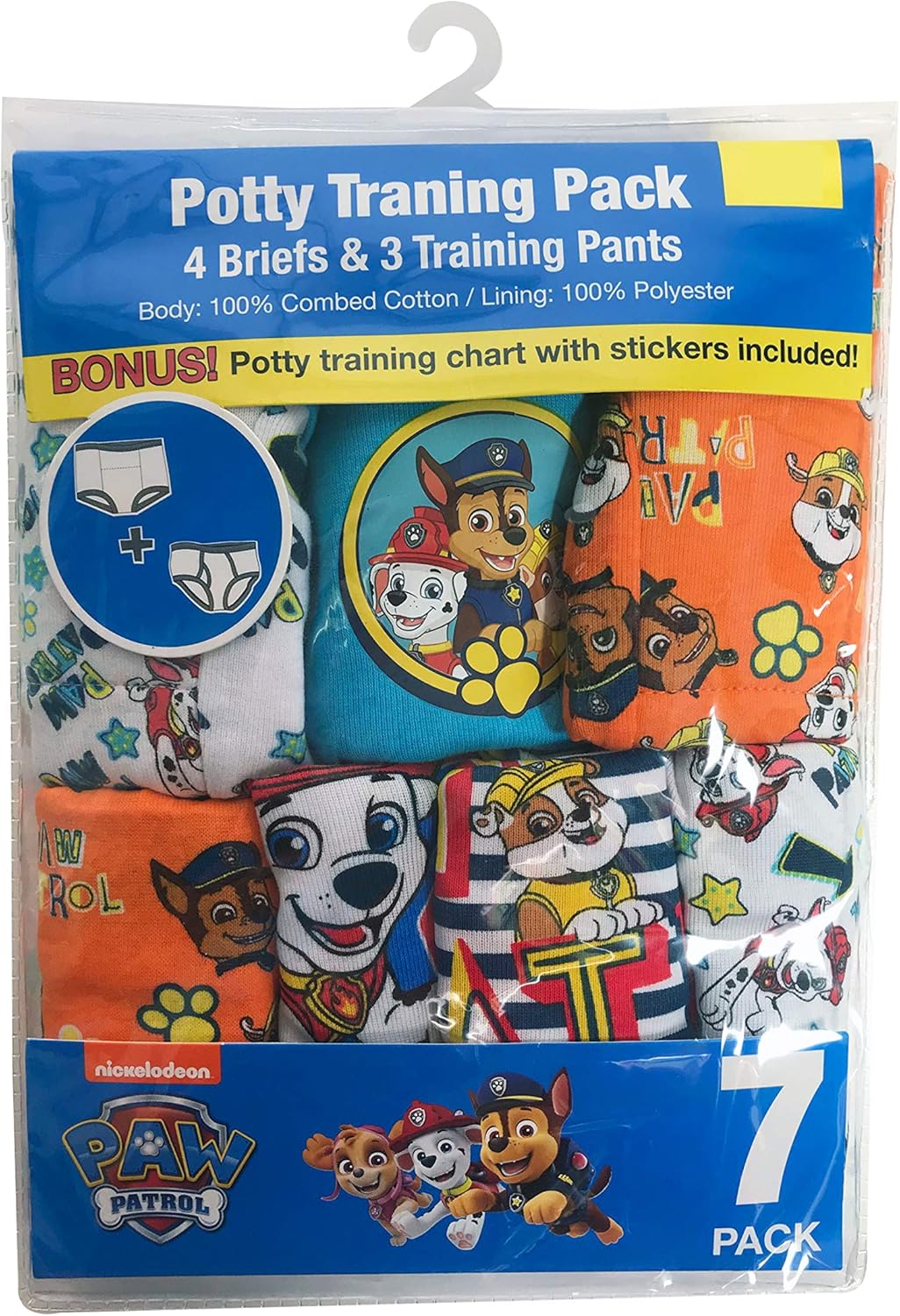 Nickelodeon Toddler Boys' Paw Patrol 3pk Training Pants and 4pk Briefs, PAW: Clothing