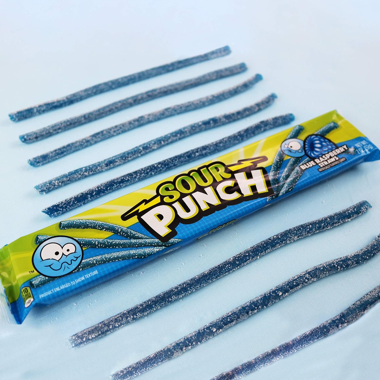 Sour Punch Straws, Sweet & Sour Blue Raspberry Flavored Soft, Chewy Candy, 2oz Tray (24 Pack) : Candy : Grocery & Gourmet Food
